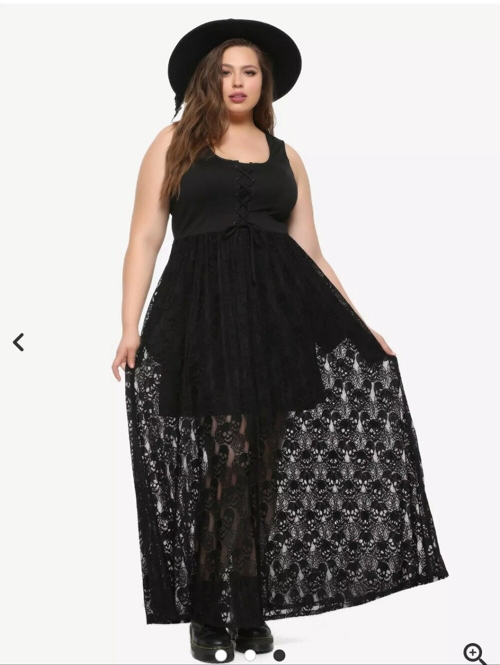 💀 5x Plus Size Black Lace Long Maxi Dress Skull Print lace Gothic